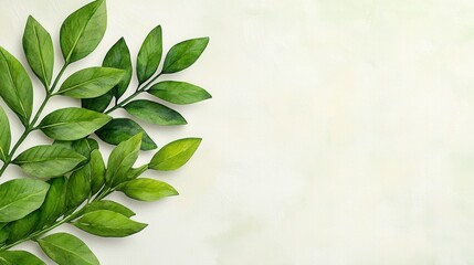 Obraz premium Green leaf on white background with vibrant watercolor painting of tropical foliage and leaves
