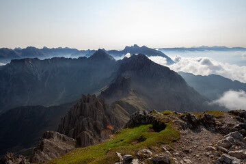 Ursprungssattel Nordlinger hut on Karwendel Hohenweg, Austria