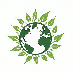 Minimalist globe with leaves symbolizing environmental sustainability
