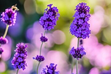 Obraz premium Vervain. Beautiful Purple Blooms of Verbena hastata with Blurred Background