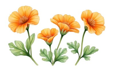Vibrant orange flowers with green leaves