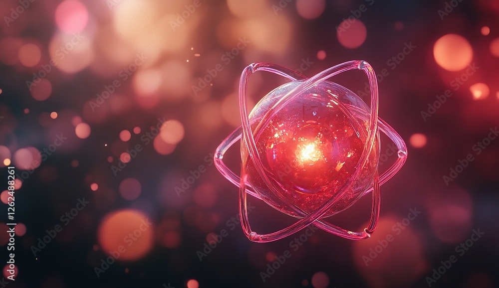 Poster exploring atomic structure: a visual journey into the subatomic world with vibrant animations and 3d