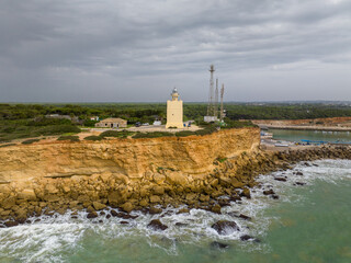 Faro de Cabo Roche en Conill de la Frontera, Cadiz, Andalucia
