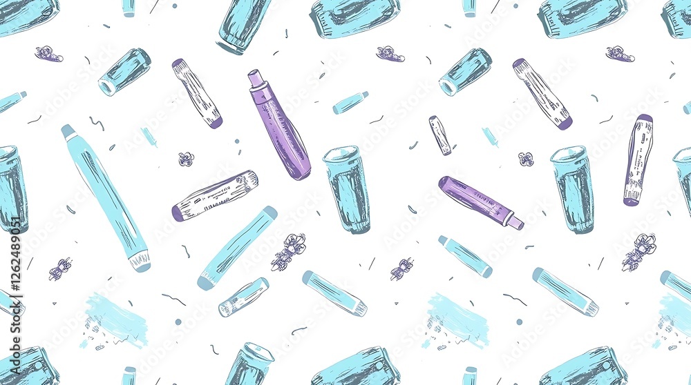 Poster pastel marker pattern: a cheerful and whimsical seamless pattern featuring an array of pastel-colore