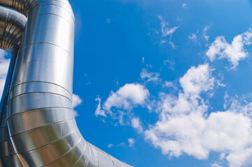 pipeline close-up against blue sky