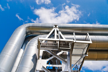 Naklejka premium pipeline close-up against blue sky
