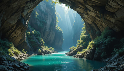 waterfall in the cave