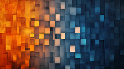 Abstract Pattern of Orange and Blue Blocks