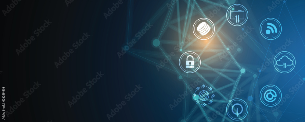 Poster neural network and artificial intelligence abstract background