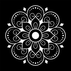 Circular pattern in form of mandala with flower for Henna, Mehndi, tattoo, decoration. Decorative ornament in ethnic oriental style. Outline doodle hand draw vector illustration.