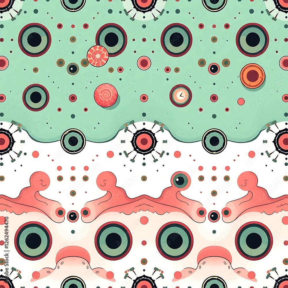Poster abstract seamless pattern: playful and vibrant abstract seamless pattern featuring a whimsical mix o