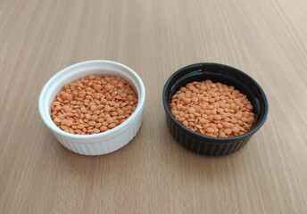 Red lentils on the table