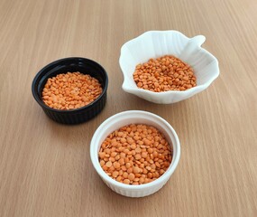 Red lentils on the table