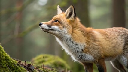 Fototapeta premium Red fox alert in the forest