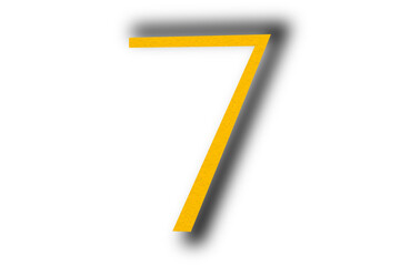 Number seven from yellow paper transparent background