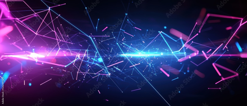 Poster futuristic digital glitch background with abstract lines and illuminating colors