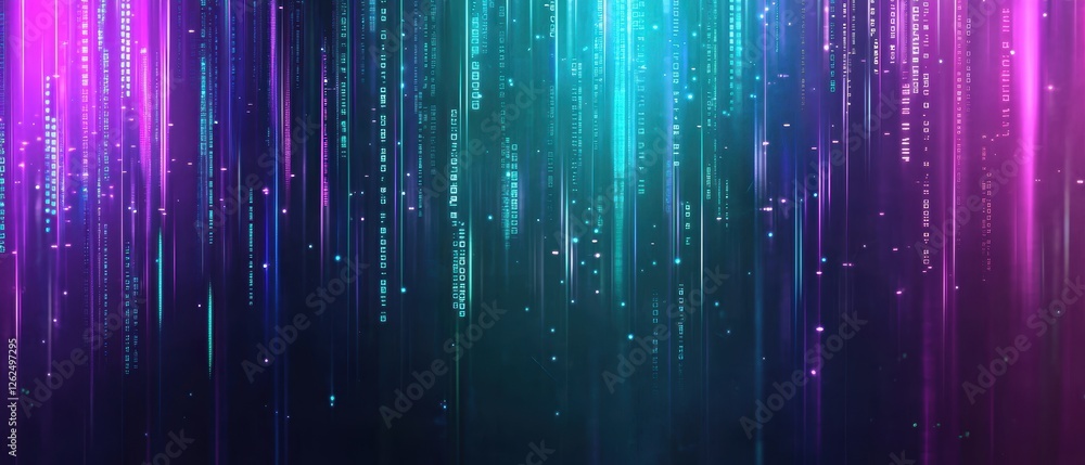 Aufkleber dynamic digital glitch wallpaper with colorful light streams and abstract visual effects