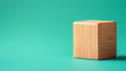 Green Background Wooden Block Photo