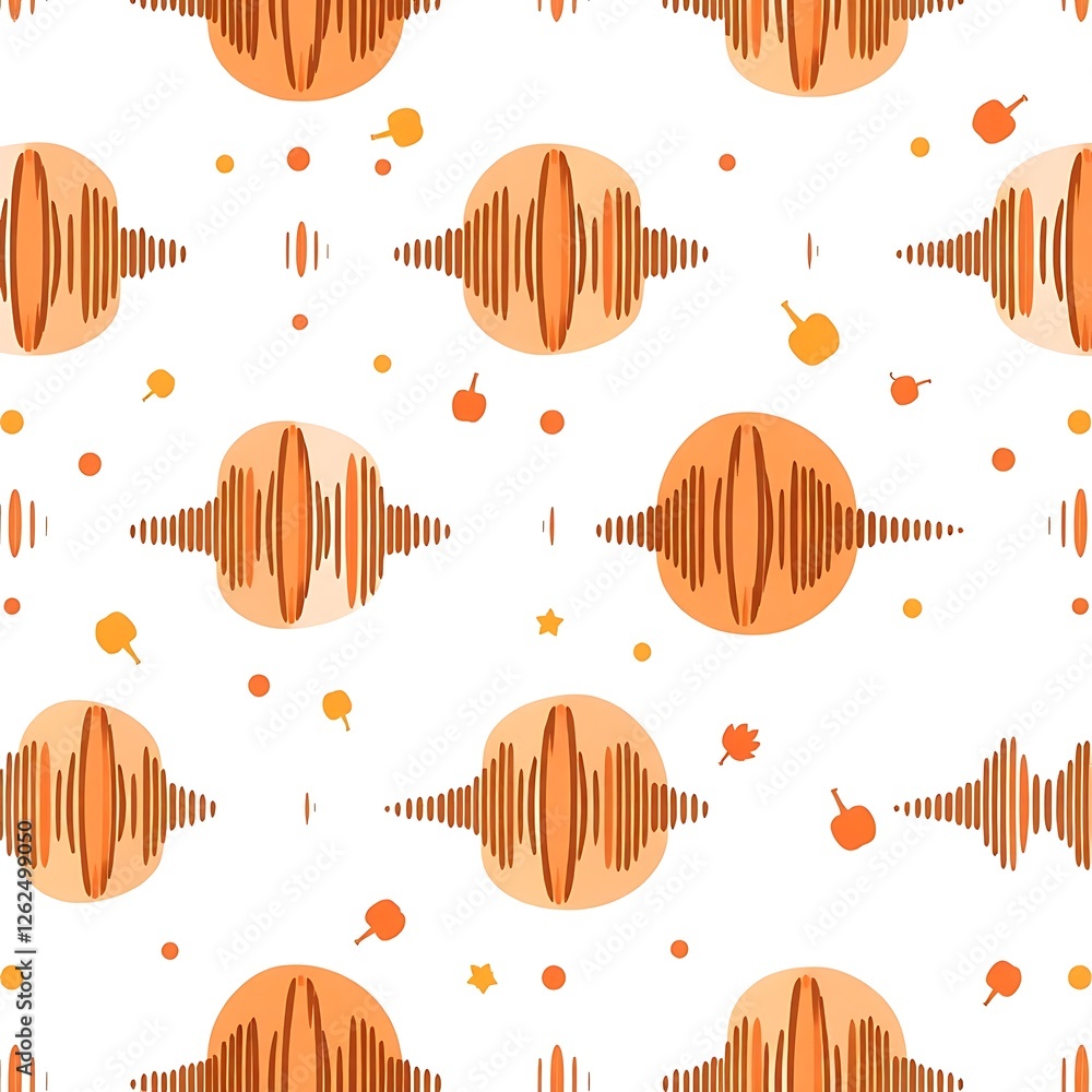 Poster autumnal rhythm seamless pattern: a vibrant and cheerful seamless pattern featuring stylized orange 