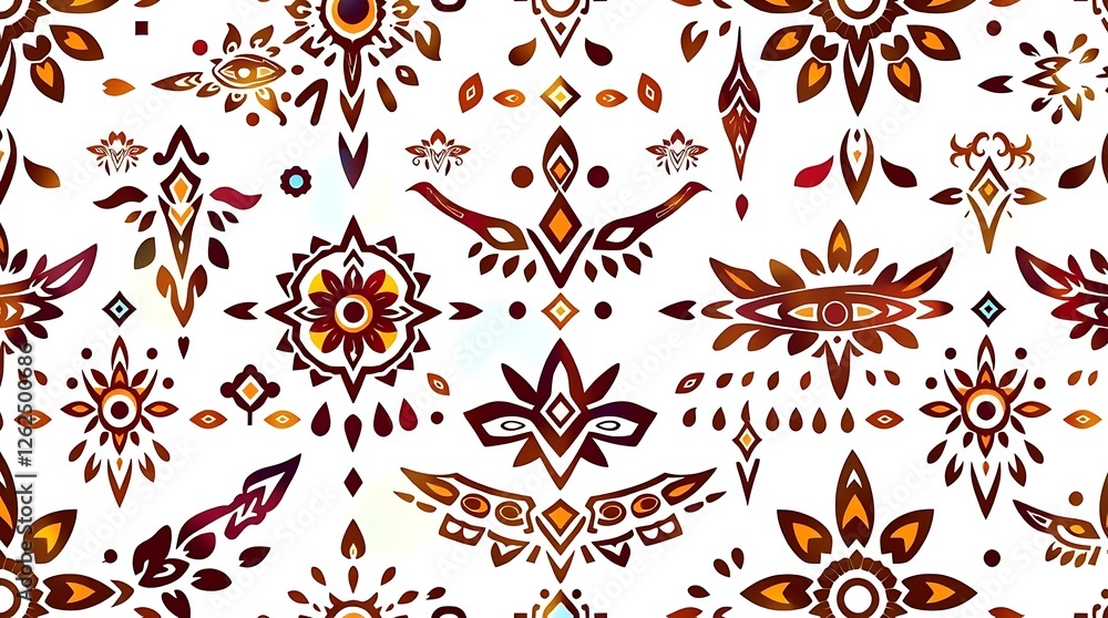 Poster bohemian terracotta pattern: a seamless, vibrant pattern bursting with color and organic forms. eart
