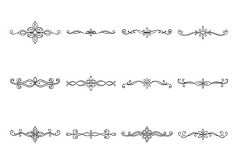 Obraz premium Tet of text delimiters and scroll elements, Graphic underline elements, Vintage divider, vector illustration border