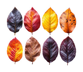 Colorful leaves display nature autumn still life isolated on transparent background, png