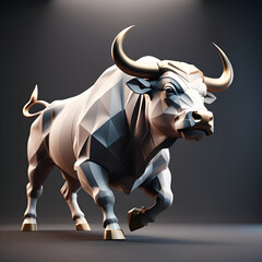 Bullish Market Trends. Stock Market Insights with Low Poly Bull Graphic. Generative AI.
