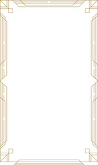 Vintage gold vector frame with art deco geometric decoration, embracing a white circle on a white background