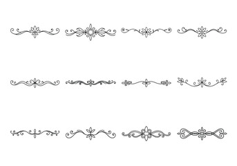 Obraz premium Tet of text delimiters and scroll elements, Graphic underline elements, Vintage divider, vector illustration border
