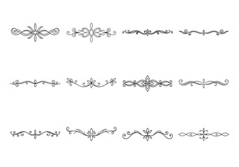 Obraz premium Tet of text delimiters and scroll elements, Graphic underline elements, Vintage divider, vector illustration border