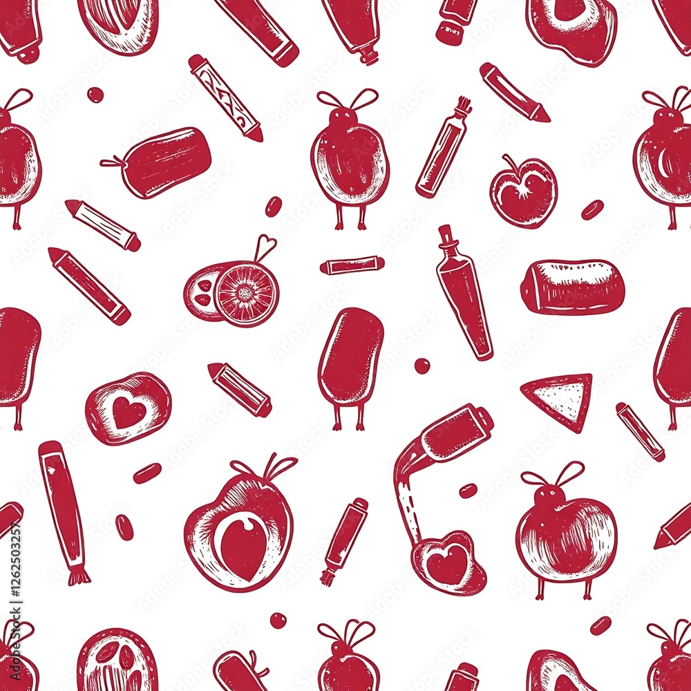 Aufkleber back to school doodle pattern: a playful and nostalgic seamless pattern featuring a whimsical collec