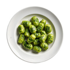 Delicious Plate of Pesto Gnocchi on transparent background