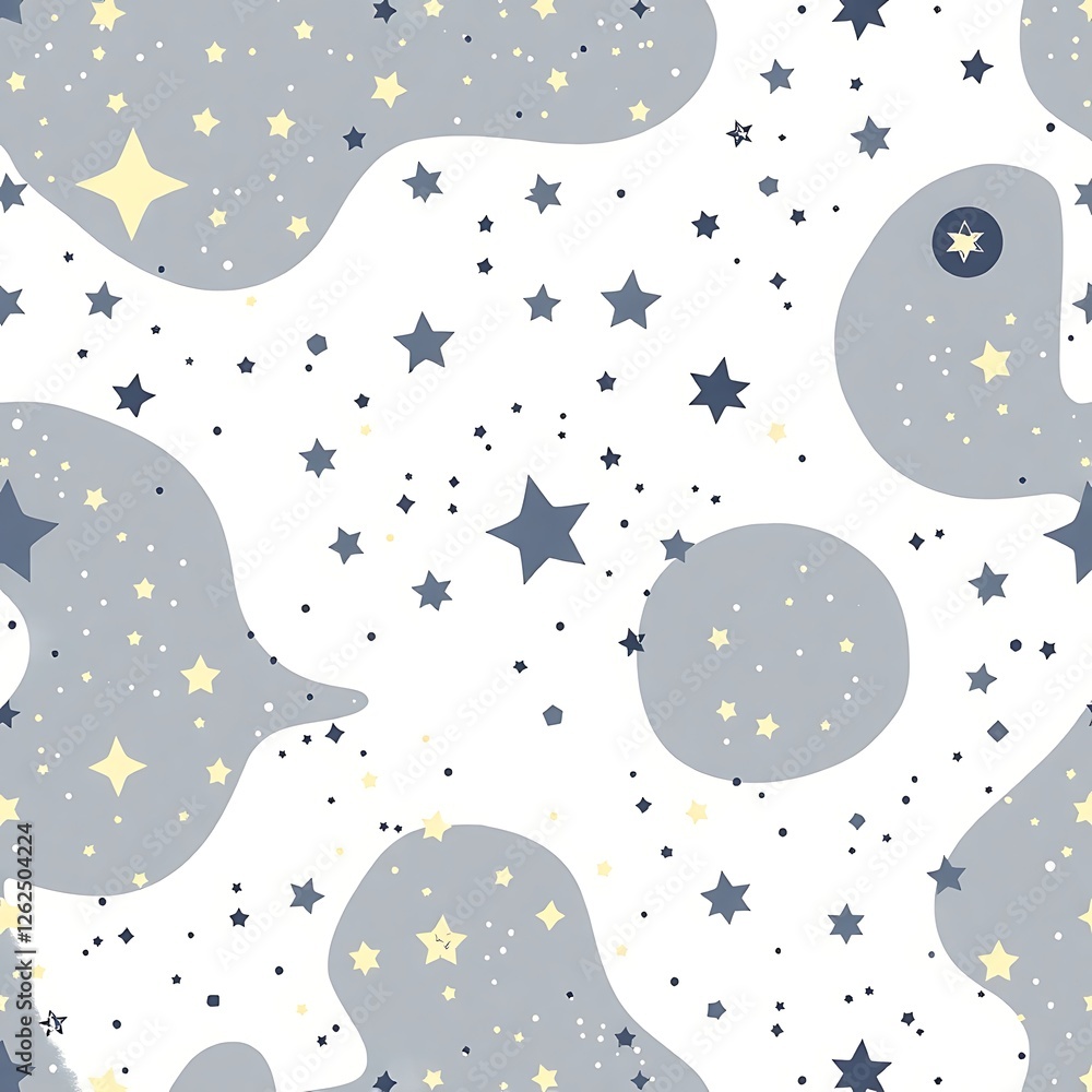 Poster celestial dreams: abstract seamless pattern featuring a whimsical scattering of stars and celestial 