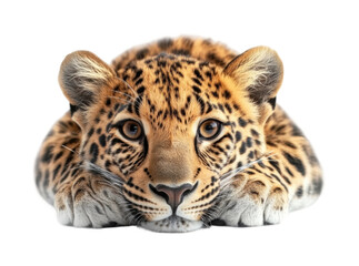 Obraz premium Leopard lying in wait nature wildlife isolated on transparent background, png