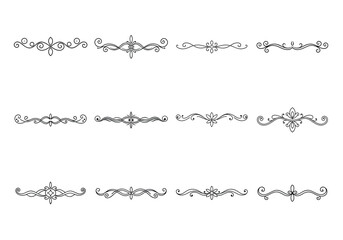 Obraz premium Tet of text delimiters and scroll elements, Graphic underline elements, Vintage divider, vector illustration border
