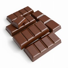 Fototapeta premium 3D Realistic Chocolate Pieces for Packaging Design