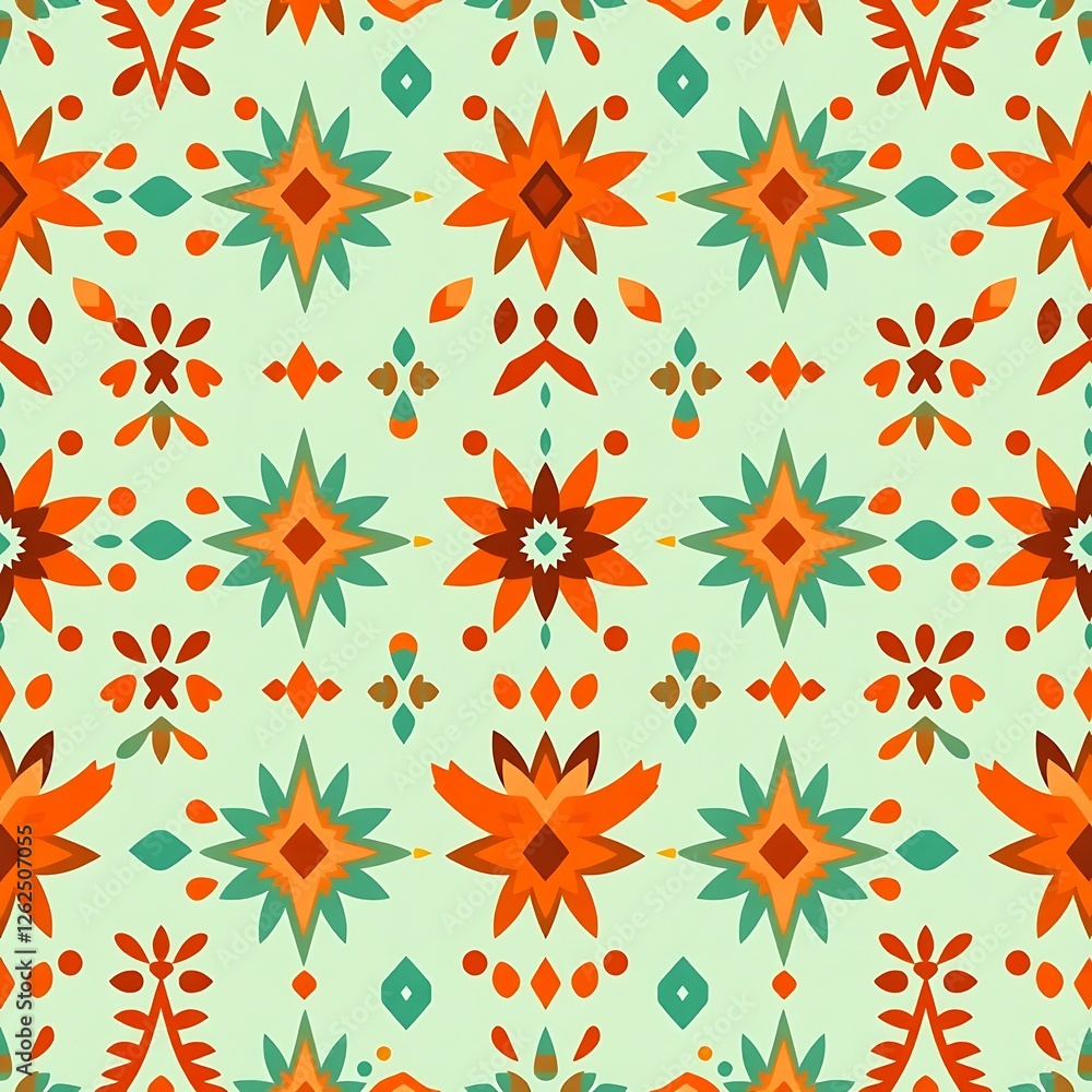 Aufkleber geometric pattern: a captivating seamless pattern with vibrant, warm hues features a repeating geome