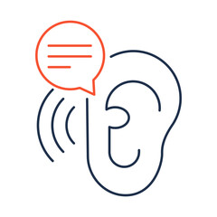 Listening line icon. Ear Icon Representing the Active Process of Receiving, Interpreting, and Understanding Information in Effective Communication.Vector icon.