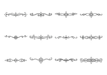 Obraz premium Tet of text delimiters and scroll elements, Graphic underline elements, Vintage divider, vector illustration border