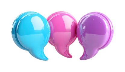 Colorful speech bubbles digital design isolated on transparent background, png