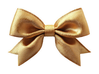 Elegant golden bow for gift wrapping isolated on transparent background, png