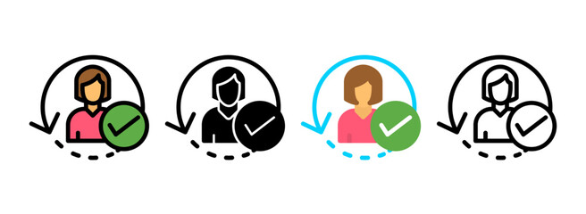 Set of New Customers Line, Line Filled, Glyph, Flat Icons