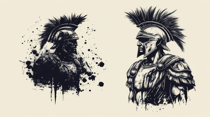 Gladiator warrior tshirt print, vector fight club mascot. White apparel mockup with roman or greek gladiator, soldier or knight in helmet with plumage. Best fights no rules t shirt mock up