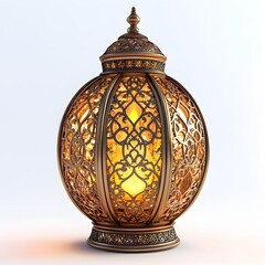 Ornate Bronze Lantern Casting Soft Light and Intricate Shadow Patterns