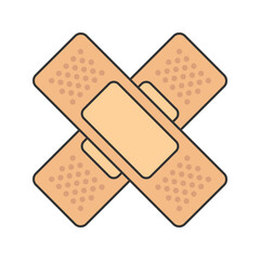 Bandages Crossed Plasters. Two crossed plasters, symbolizing wound care or injection marks after blood donation.