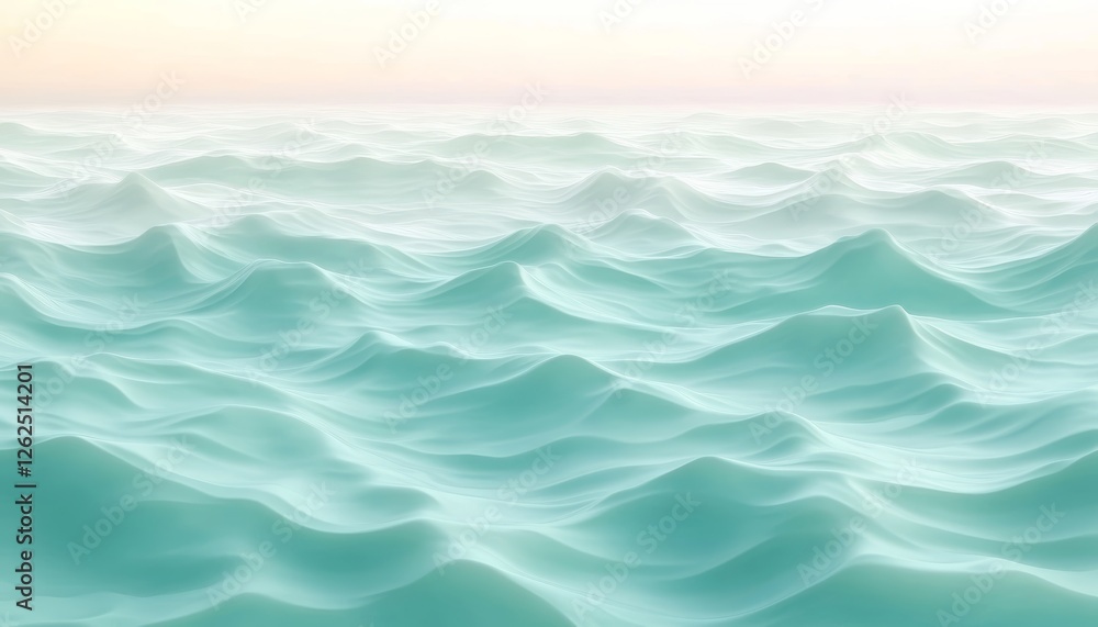 Aufkleber seamless soft seafoam mint green 3d low profile delicate wave pattern texture background