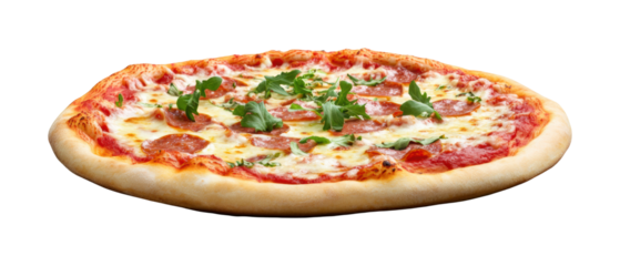 Delicious pepperoni pizza delight isolated on transparent background, png