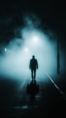 Dark Stranger Emerging from Thick Fog - Made with Generative AI