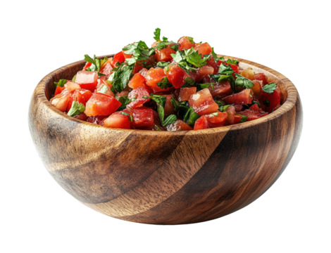 Fresh salsa cooking a kitchen top view isolated on transparent background, png