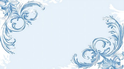 Obraz premium Elegant Blue Floral Design Corner Frame Background